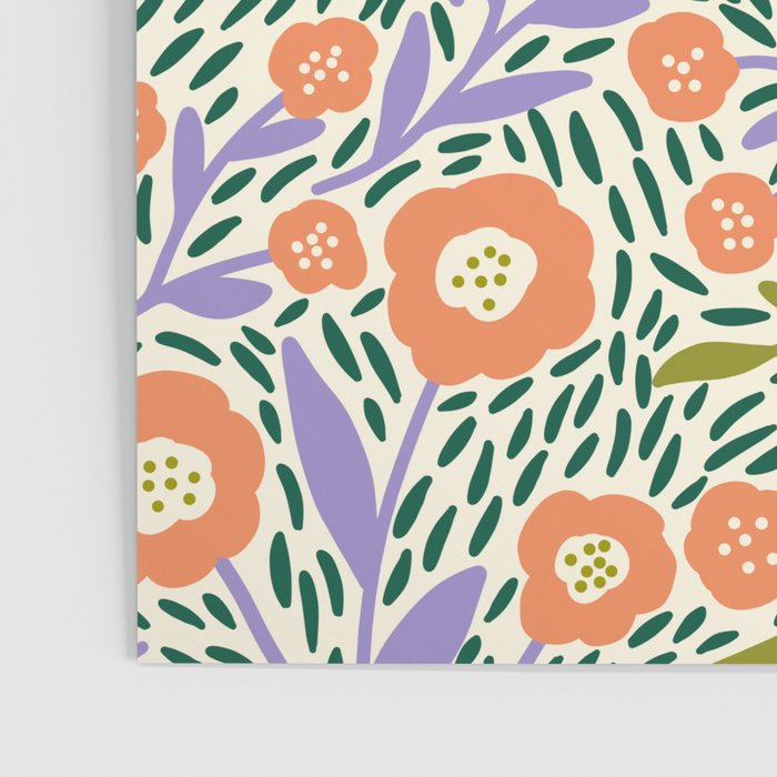Botanical Garden - Peach, Lilac and Olive Green Poster Gallery Image 3
