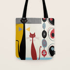 Mid-Century Modern Art Cats Tote Bag Gallery Image 1
