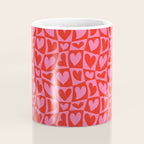 Red love heart checkered pattern Coffee Mug Gallery Image 4