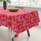 Red love heart checkered pattern Tablecloth Gallery Image 3