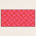 Red love heart checkered pattern Desk Mat Gallery Image 3