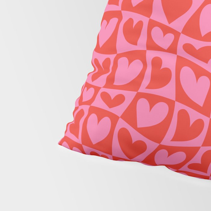 Red love heart checkered pattern Pillow Sham Gallery Image 4