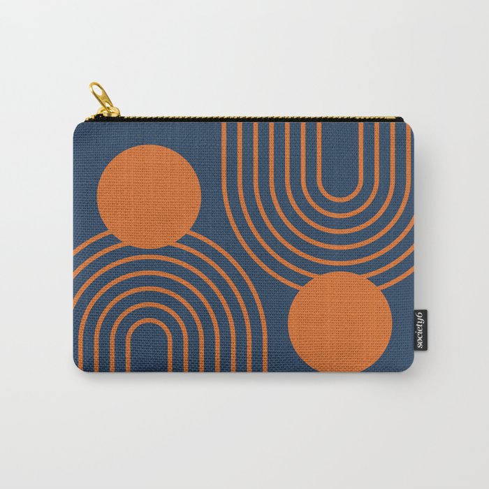 Mid Century Modern Geometric 186 in Navy Blue Orange Carry All Pouch Gallery Image 1