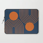 Mid Century Modern Geometric 186 in Navy Blue Orange Laptop Sleeve Gallery Image 1