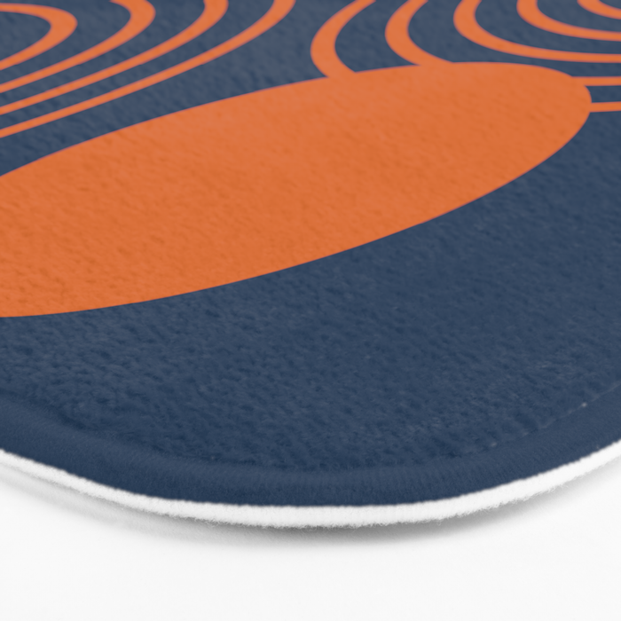 Mid Century Modern Geometric 186 in Navy Blue Orange Bath Mat Gallery Image 3