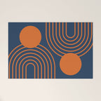 Mid Century Modern Geometric 186 in Navy Blue Orange Welcome Mat Gallery Image 1