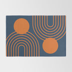 Mid Century Modern Geometric 186 in Navy Blue Orange Rug Gallery Image 2