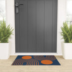 Mid Century Modern Geometric 186 in Navy Blue Orange Welcome Mat Gallery Image 3