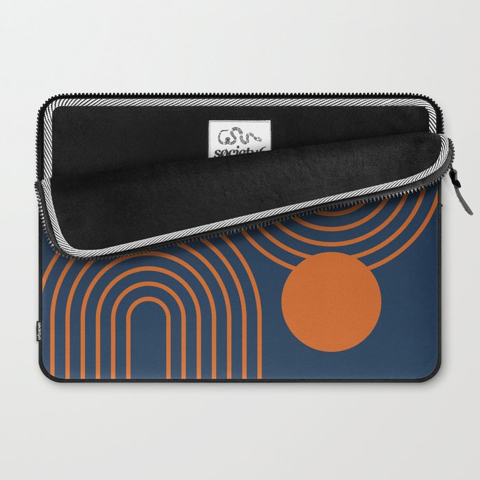 Mid Century Modern Geometric 186 in Navy Blue Orange Laptop Sleeve Gallery Image 2