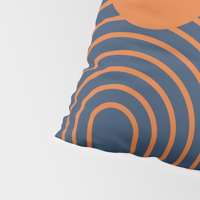 Mid Century Modern Geometric 186 in Navy Blue Orange Pillow Sham Gallery Image 4