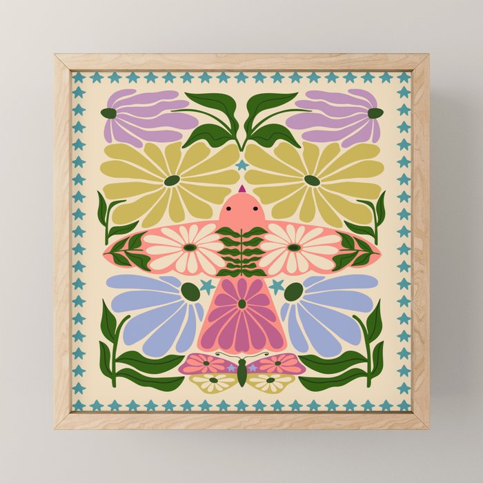 New Beginning - Floral Bird and Butterfly Mini Art Print Gallery Image 1