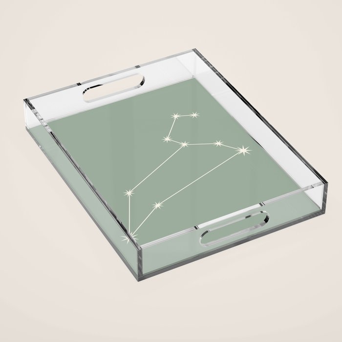Leo Zodiac Star Constellation Line Art Soft Sage Acrylic Tray Gallery Image 1