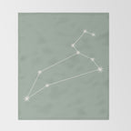 Leo Zodiac Star Constellation Line Art Soft Sage Throw Blanket Gallery Image 2