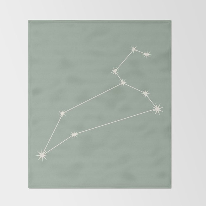 Leo Zodiac Star Constellation Line Art Soft Sage Throw Blanket Gallery Image 2