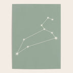 Leo Zodiac Star Constellation Line Art Soft Sage Poster Gallery Image 4