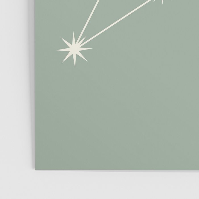 Leo Zodiac Star Constellation Line Art Soft Sage Poster Gallery Image 3