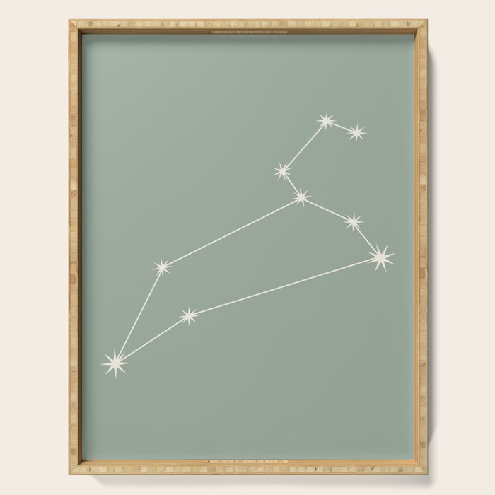Leo Zodiac Star Constellation Line Art Soft Sage Serving Tray Gallery Image 1