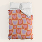 Retro red love heart checkered pattern Duvet Cover Gallery Image 6