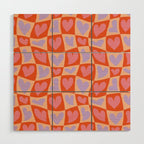 Retro red love heart checkered pattern Wood Wall Art Gallery Image 1