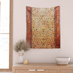 Antique Persian Rug Print With Gold Field Wall Tapestry Gallery Image 2