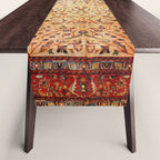 Antique Persian Rug Print With Gold Field Table Runner Gallery Image 1