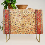 Antique Persian Rug Print With Gold Field Credenza Gallery Image 1