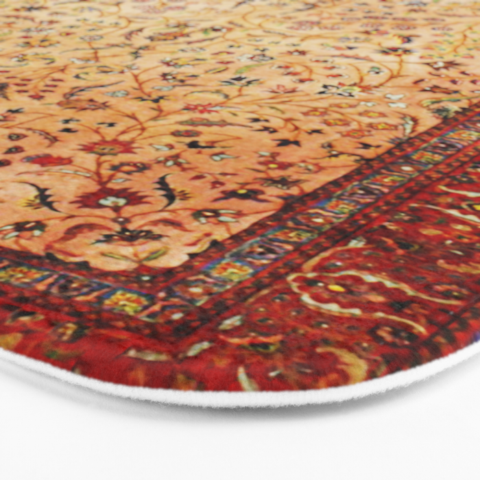 Antique Persian Rug Print With Gold Field Bath Mat Gallery Image 3