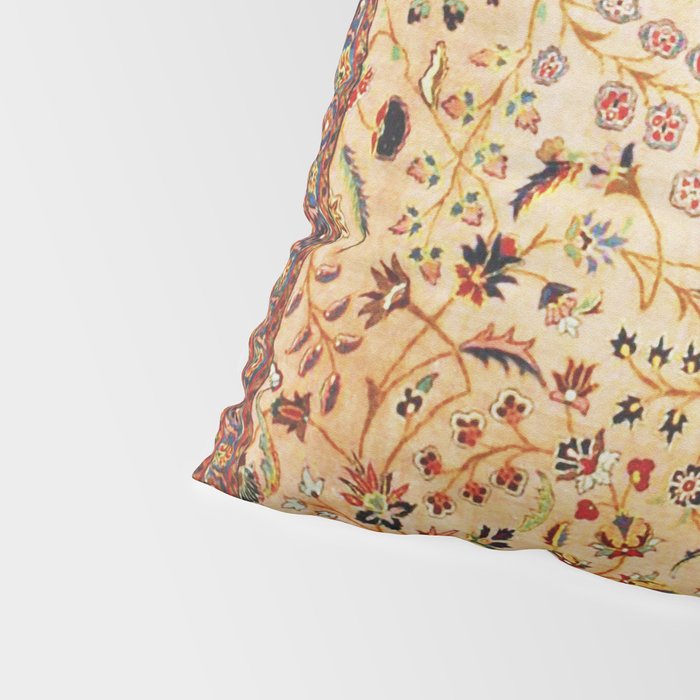 Antique Persian Rug Print With Gold Field Pillow Sham Gallery Image 4