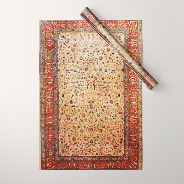 Antique Persian Rug Print With Gold Field Wrapping Paper Gallery Image 1