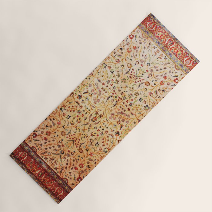 Antique Persian Rug Print With Gold Field Yoga Mat Gallery Image 1