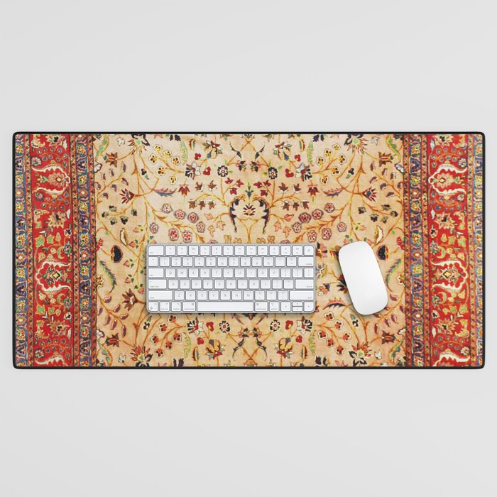 Antique Persian Rug Print With Gold Field Desk Mat Gallery Image 1