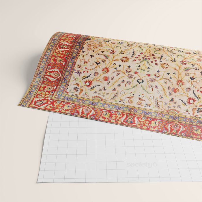 Antique Persian Rug Print With Gold Field Wrapping Paper Gallery Image 2