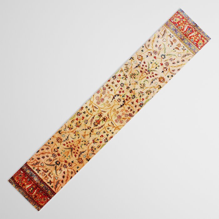 Antique Persian Rug Print With Gold Field Table Runner Gallery Image 3