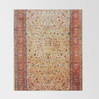 Antique Persian Rug Print With Gold Field Throw Blanket Gallery Image 2