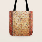 Antique Persian Rug Print With Gold Field Tote Bag Gallery Image 1