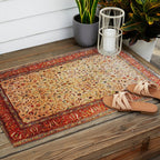 Antique Persian Rug Print With Gold Field Outdoor Rug Gallery Image 2