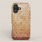Antique Persian Rug Print With Gold Field iPhone Case Gallery Image 1