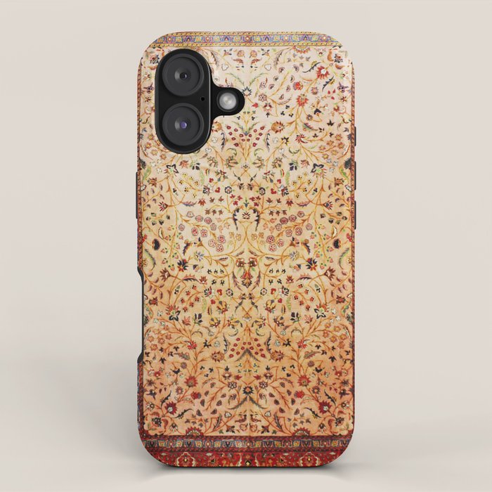 Antique Persian Rug Print With Gold Field iPhone Case Gallery Image 1