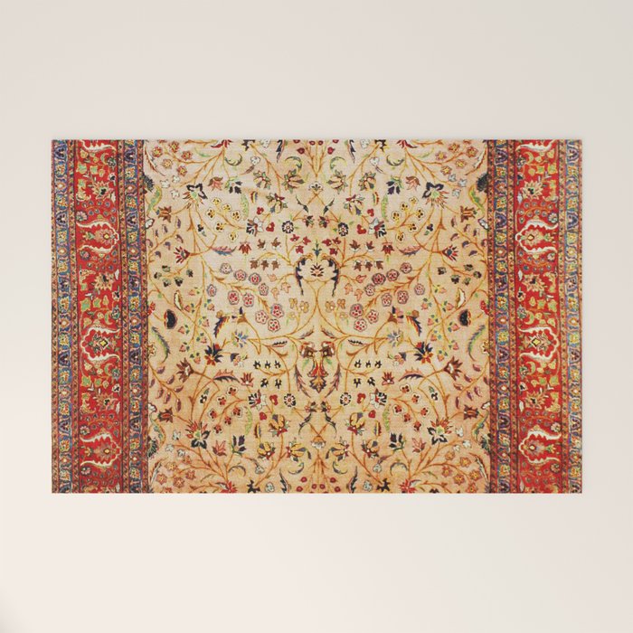 Antique Persian Rug Print With Gold Field Welcome Mat Gallery Image 1