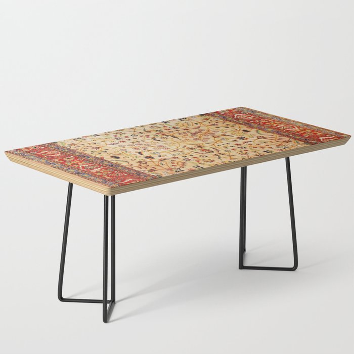 Antique Persian Rug Print With Gold Field Coffee Table Gallery Image 1