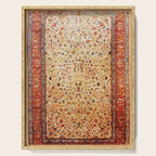 Antique Persian Rug Print With Gold Field Serving Tray Gallery Image 1