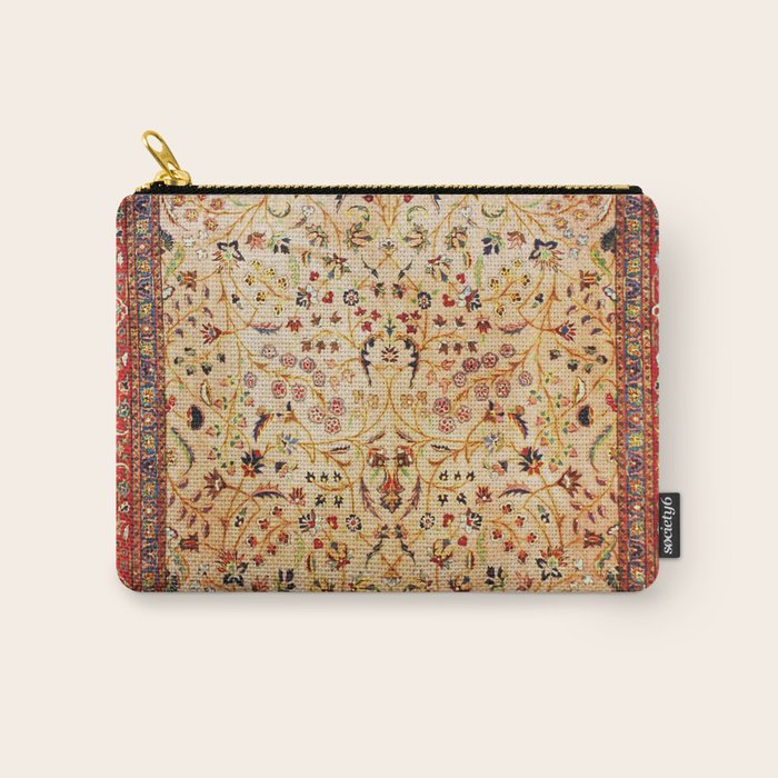 Antique Persian Rug Print With Gold Field Carry All Pouch Gallery Image 1