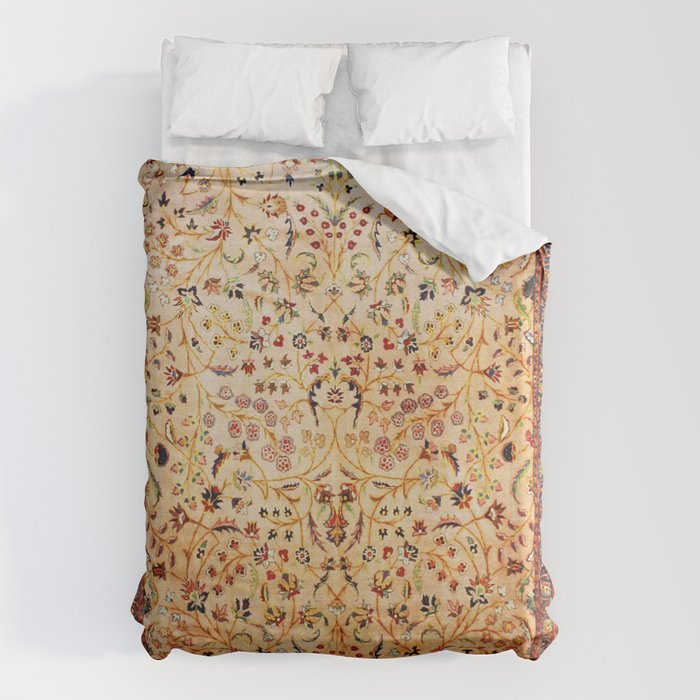 Antique Persian Rug Print With Gold Field Duvet Cover Gallery Image 1