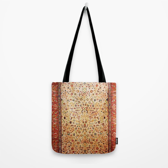Antique Persian Rug Print With Gold Field Tote Bag Gallery Image 2
