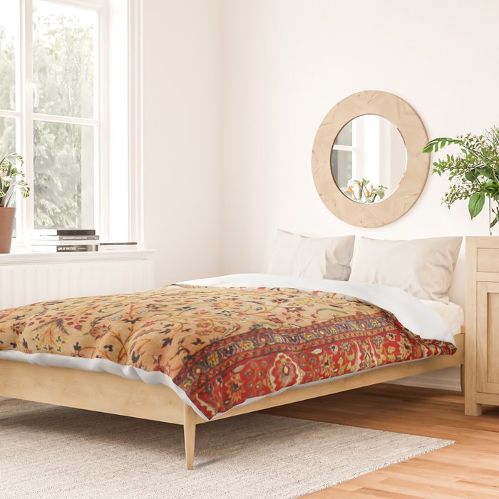 Antique Persian Rug Print With Gold Field Duvet Cover Gallery Image 2