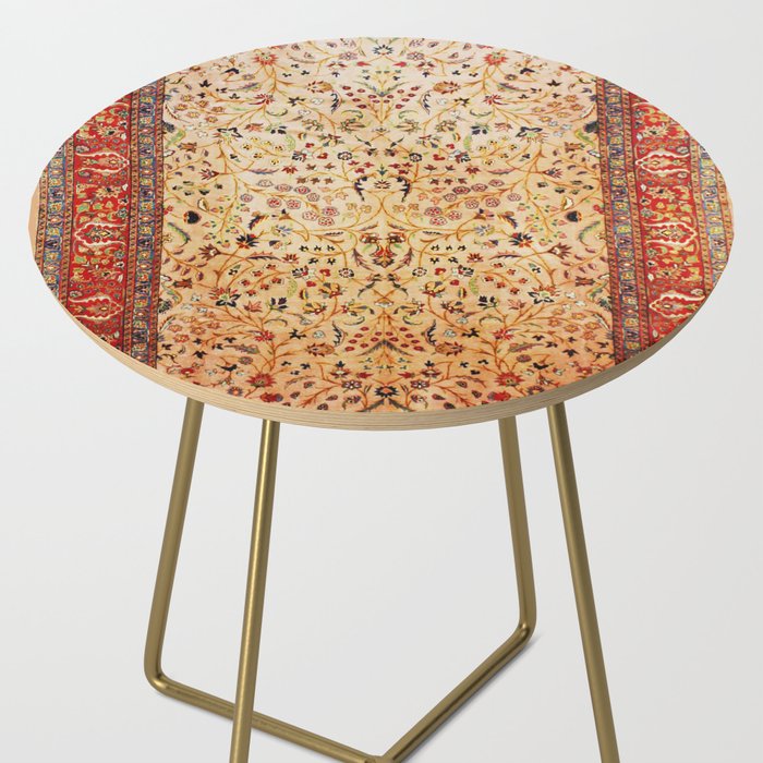Antique Persian Rug Print With Gold Field Side Table Gallery Image 2