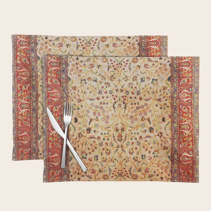 Antique Persian Rug Print With Gold Field Placemat Gallery Image 1