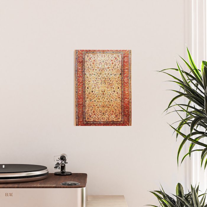 Antique Persian Rug Print With Gold Field Poster Gallery Image 2