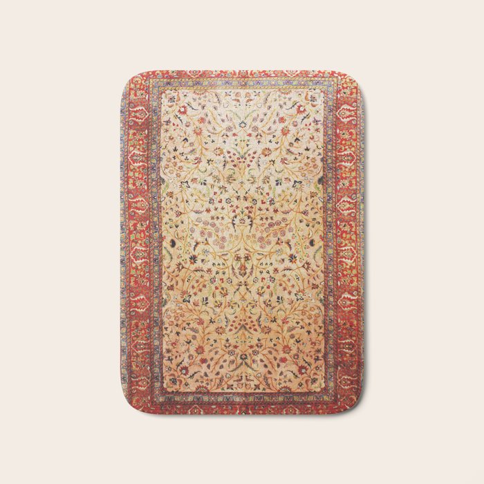 Antique Persian Rug Print With Gold Field Bath Mat Gallery Image 1