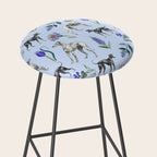 GREYHOUND DOGS and Blue Meadow Botanical Pattern  Stool Gallery Image 2